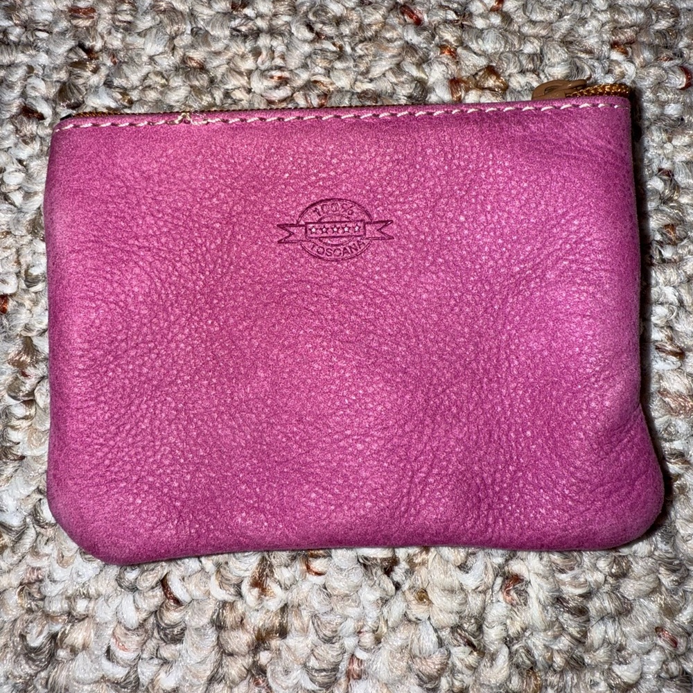 100% Toscana purple genuine leather pouch